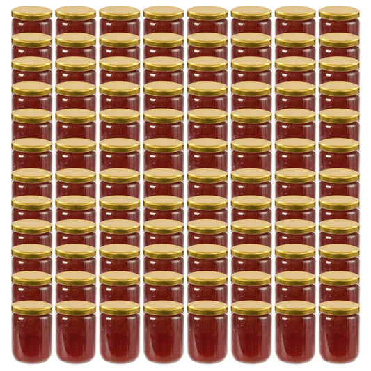 Glass Jam Jars with Gold Lid 96 pcs 230 ml