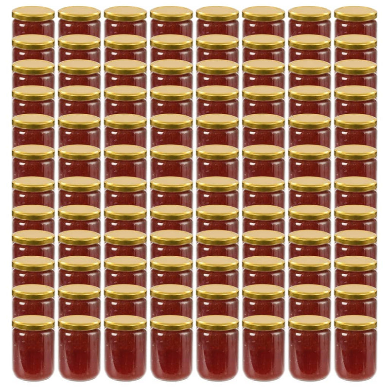 Glass Jam Jars with Gold Lid 96 pcs 230 ml