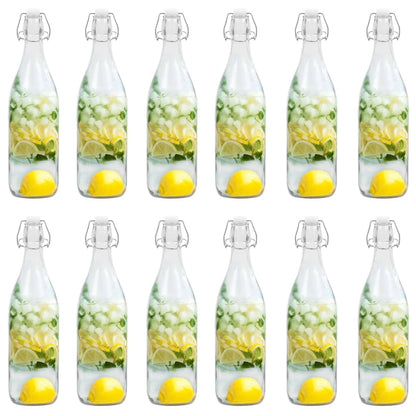 Glass Bottle with Clip Closure 12 pcs 1 L