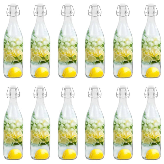 Glass Bottle with Clip Closure 12 pcs 1 L