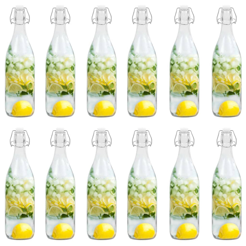 Glass Bottle with Clip Closure 12 pcs 1 L