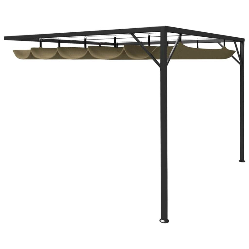 Garden Wall Gazebo with Retractable Roof 3x3 m Taupe 180 g/mè™