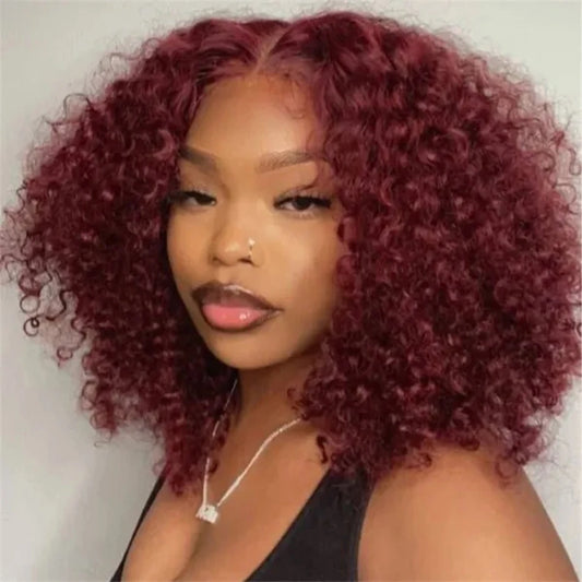 Colored curly deep water wave lace front wig