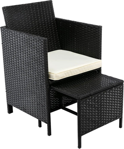 9 pieces rattan outdoor chairs & table set