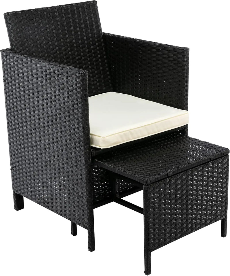 9 Pieces Rattan Outdoor Chairs & Table Set