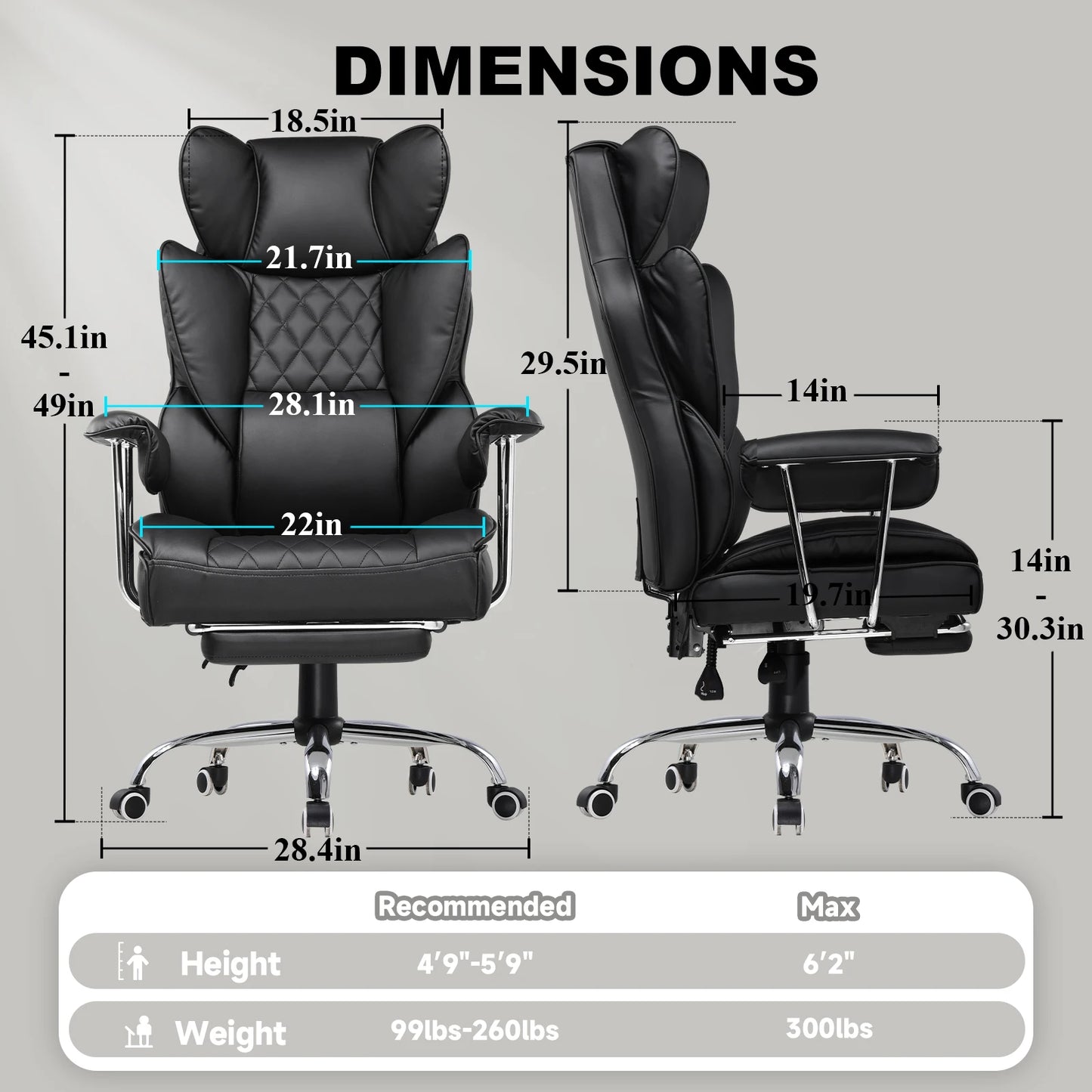 Ergonomic computer chair with high back lumbar support
