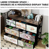 Flower Printed Fabric Dresser Cabinet with Wood Top