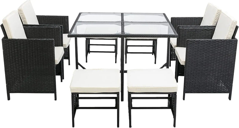 9 Pieces Rattan Outdoor Chairs & Table Set