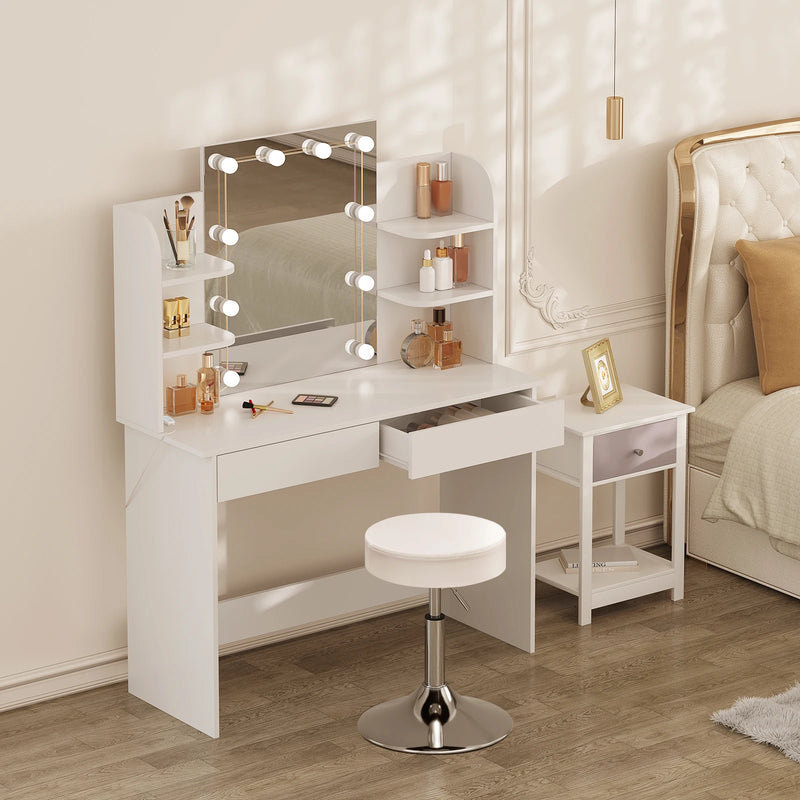 Adjustable LED Lighting Dressing Table with Stool Set