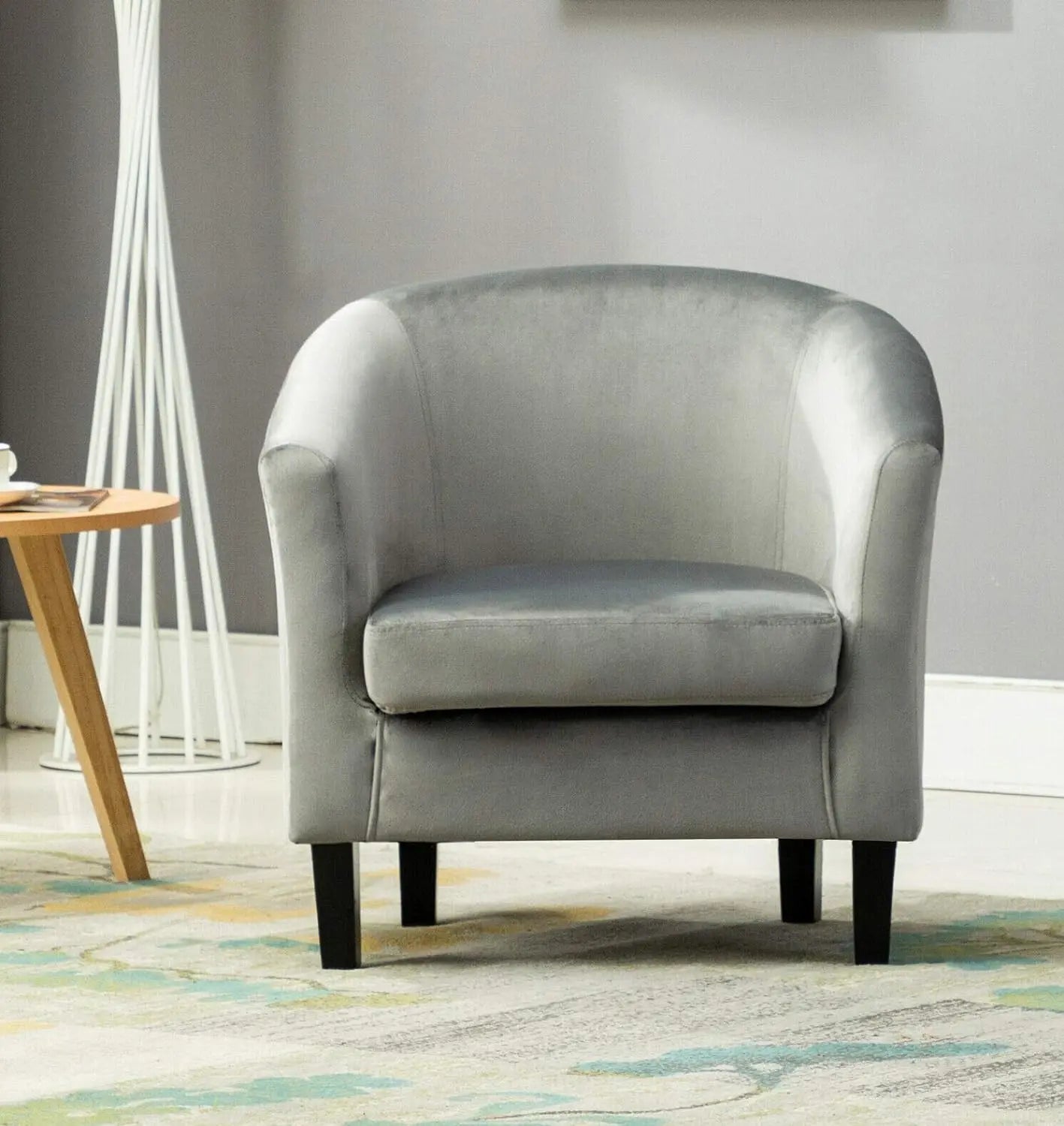 Velevt fabric tub chair