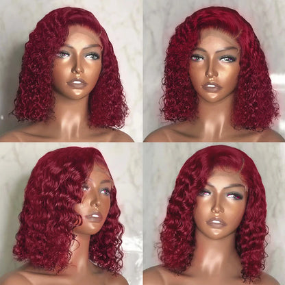 Colored curly deep water wave lace front wig