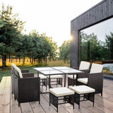 9 Pieces Rattan Outdoor Chairs & Table Set