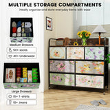 Flower Printed Fabric Dresser Cabinet with Wood Top