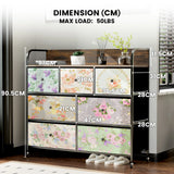Flower Printed Fabric Dresser Cabinet with Wood Top