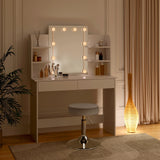 Adjustable LED Lighting Dressing Table with Stool Set