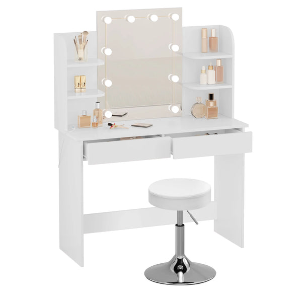 Adjustable LED Lighting Dressing Table with Stool Set
