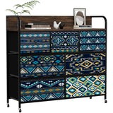 Flower Printed Fabric Dresser Cabinet with Wood Top