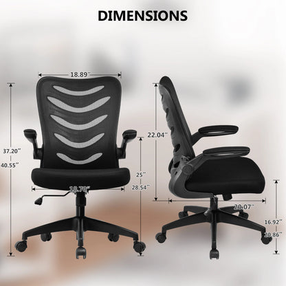 Flip-up armrests height adjustable office chair