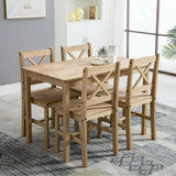 Classic Solid Wooden Dining Table and 4 Chairs Set