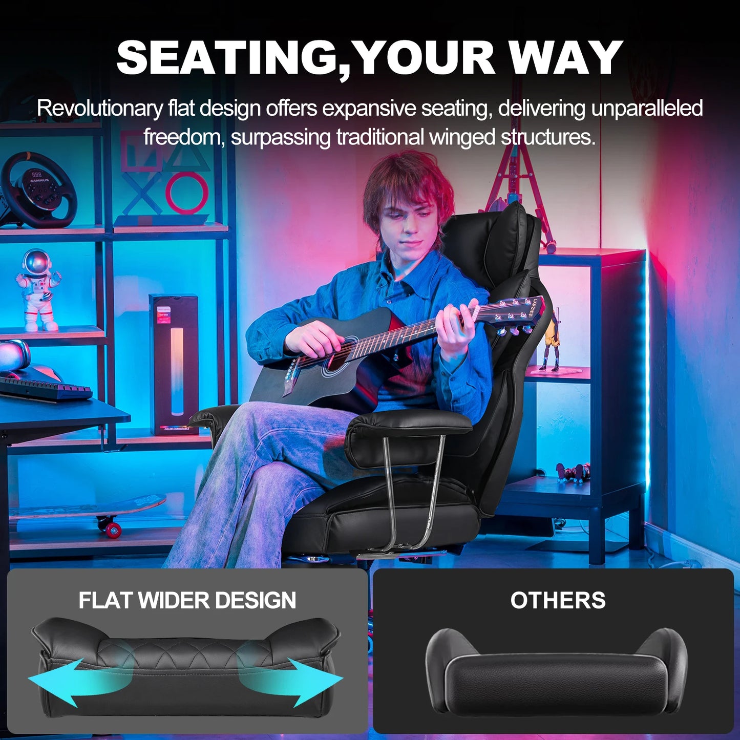 Ergonomic computer chair with high back lumbar support