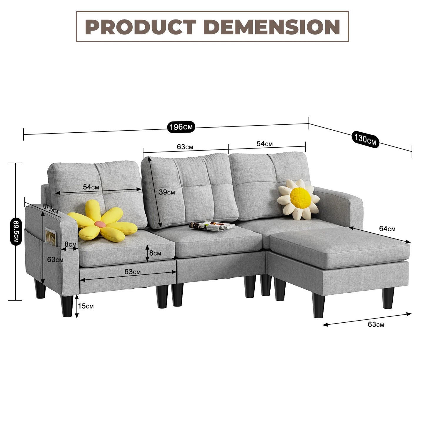 Modern fabric sofa bed