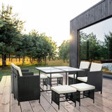 9 Pieces Rattan Outdoor Chairs & Table Set