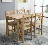 Classic Solid Wooden Dining Table and 4 Chairs Set