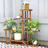 6 Tiered Wood Plant Flower Stand Shelf