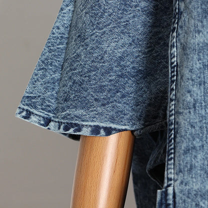 Vintage denim windbreaker trench coat