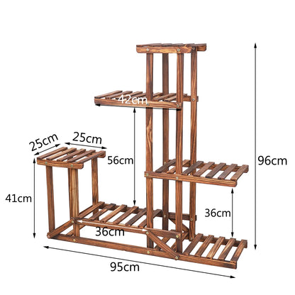 6 tiered wood plant flower stand shelf