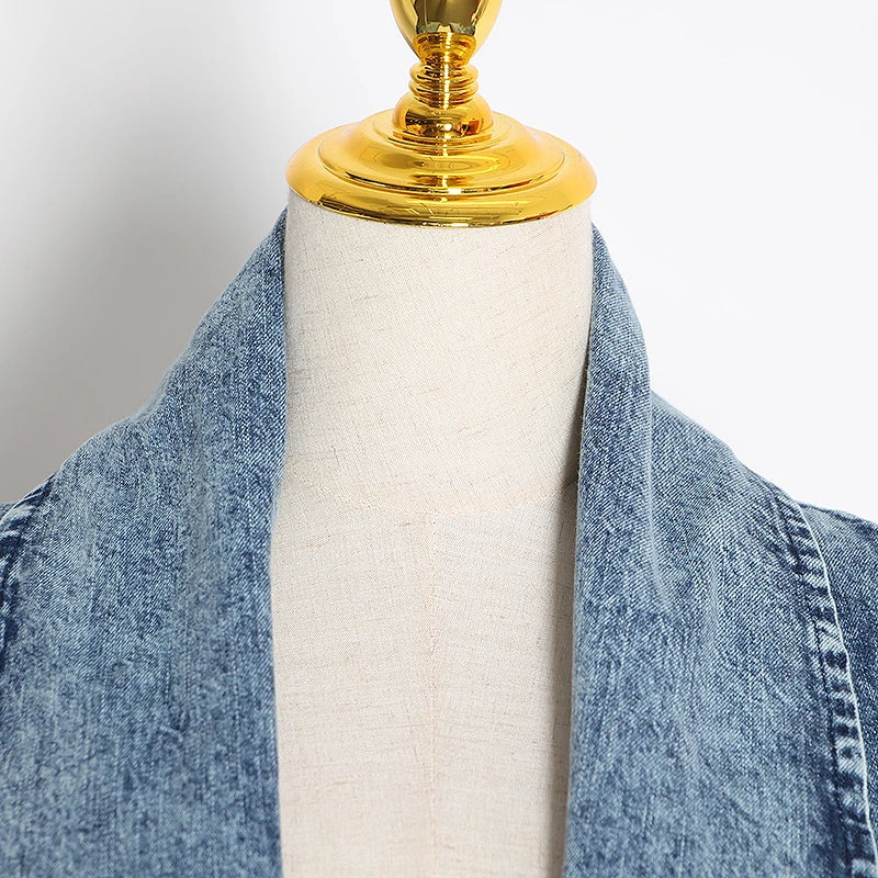 Vintage denim windbreaker trench coat