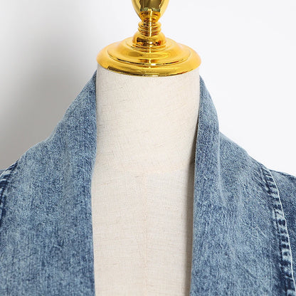 Vintage denim windbreaker trench coat