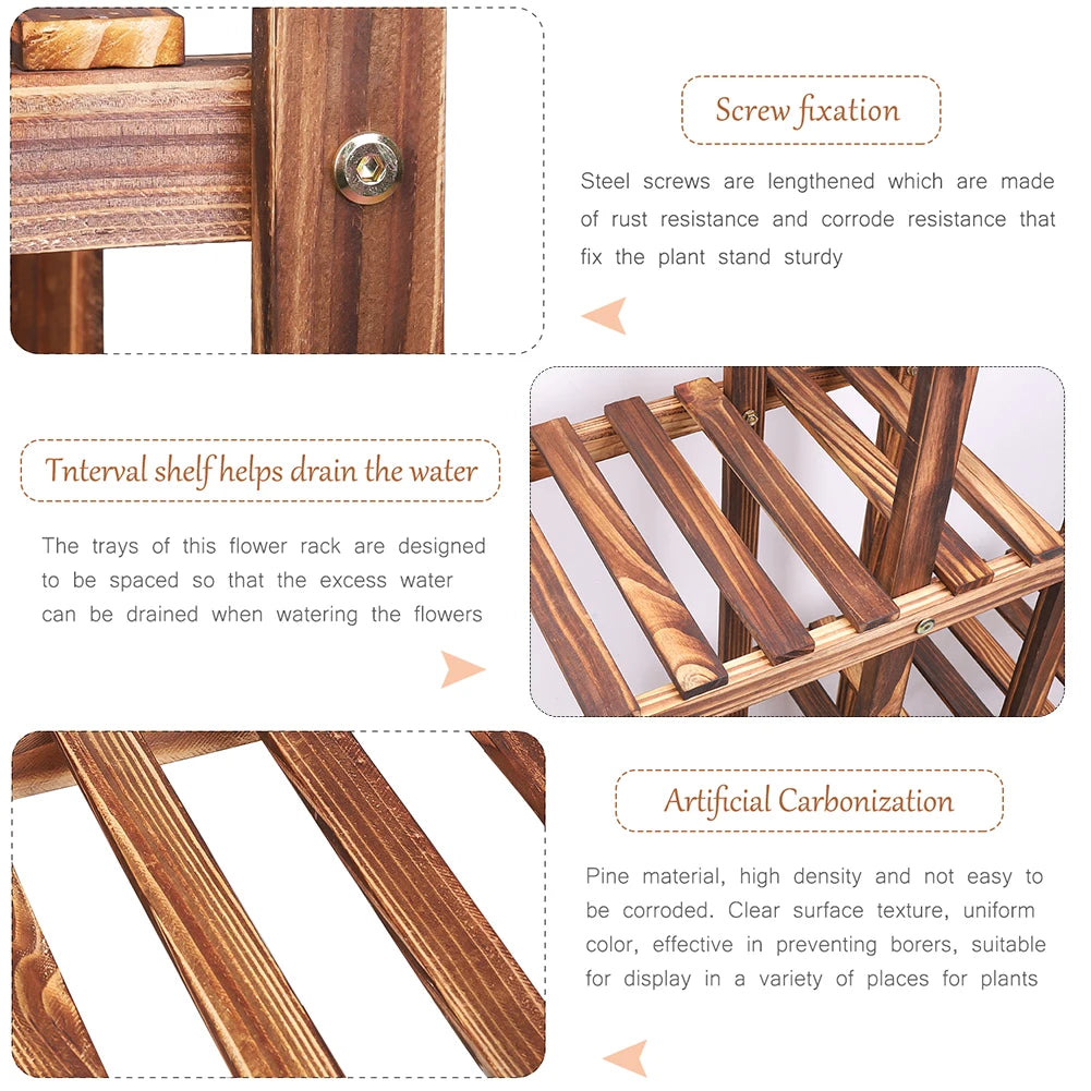 6 tiered wood plant flower stand shelf