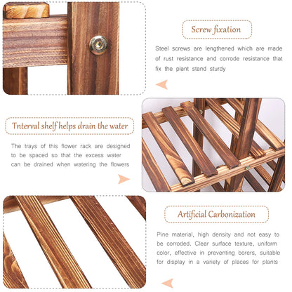 6 tiered wood plant flower stand shelf