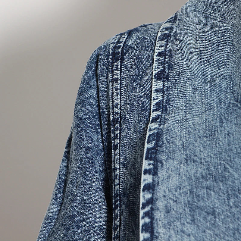 Vintage denim windbreaker trench coat