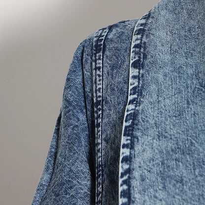 Vintage denim windbreaker trench coat