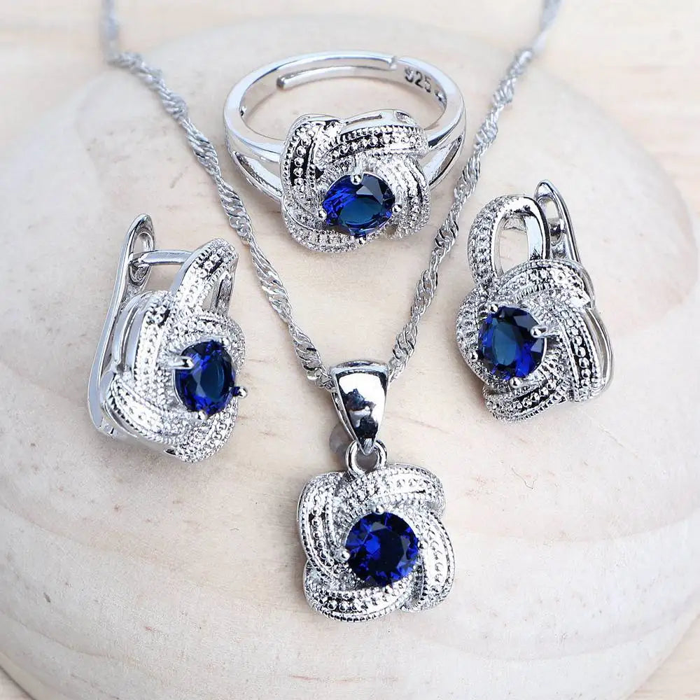 Blue zirconia women jewelry set