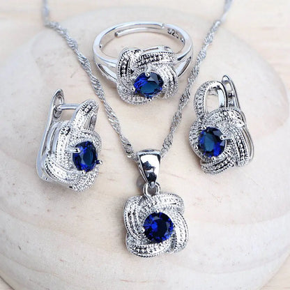 Blue zirconia women jewelry set