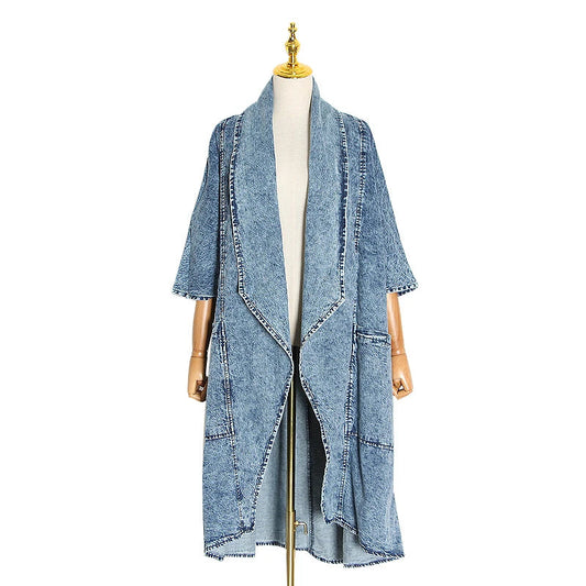 Vintage denim windbreaker trench coat