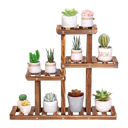 Carbonized wood plant stand