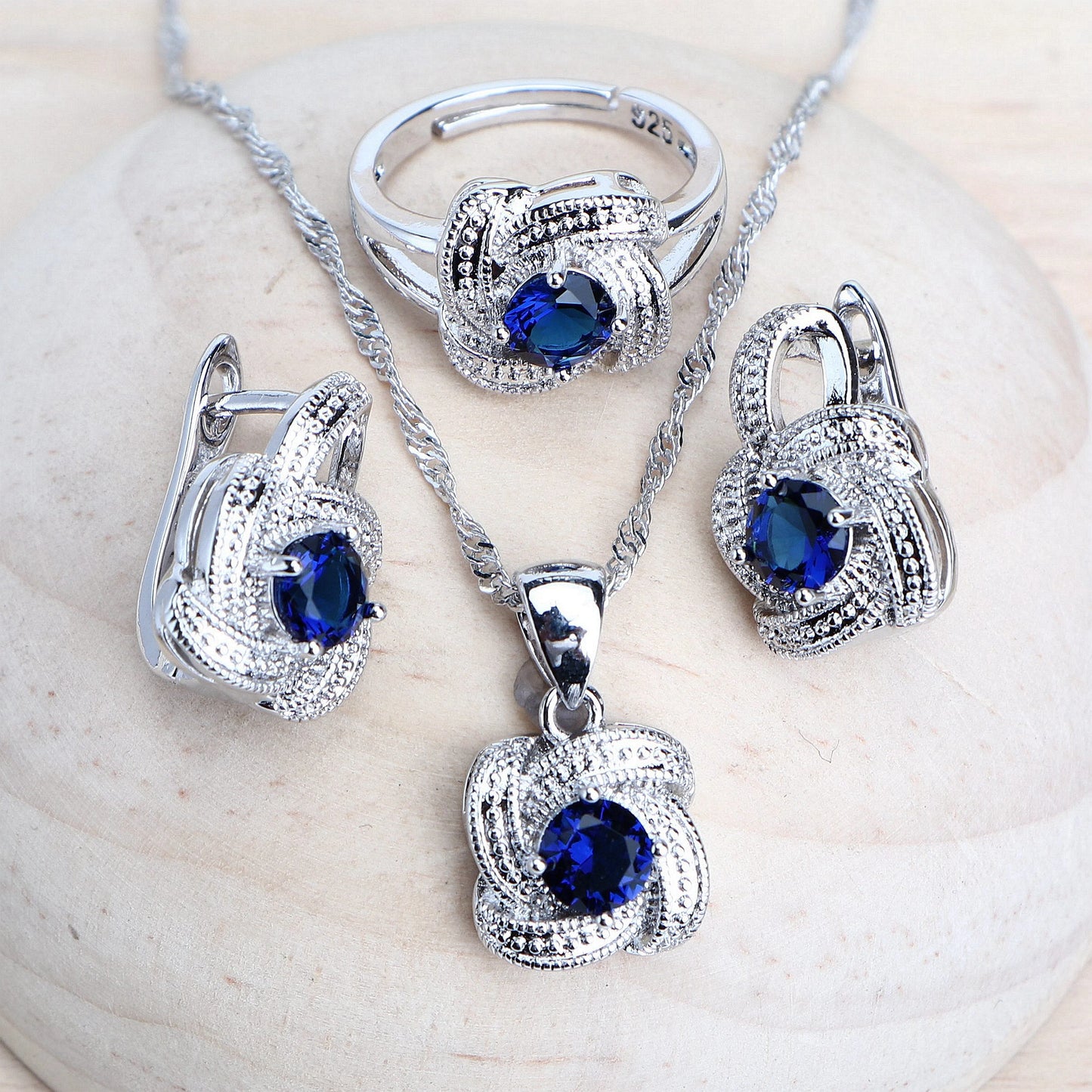 Blue zirconia women jewelry set
