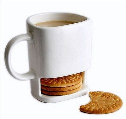Coffee Mug with Biscuit Pocket Holder