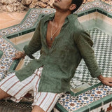 Casual Standing Collar Male Shirt