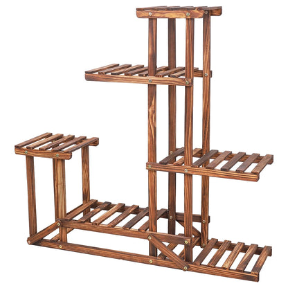 6 tiered wood plant flower stand shelf