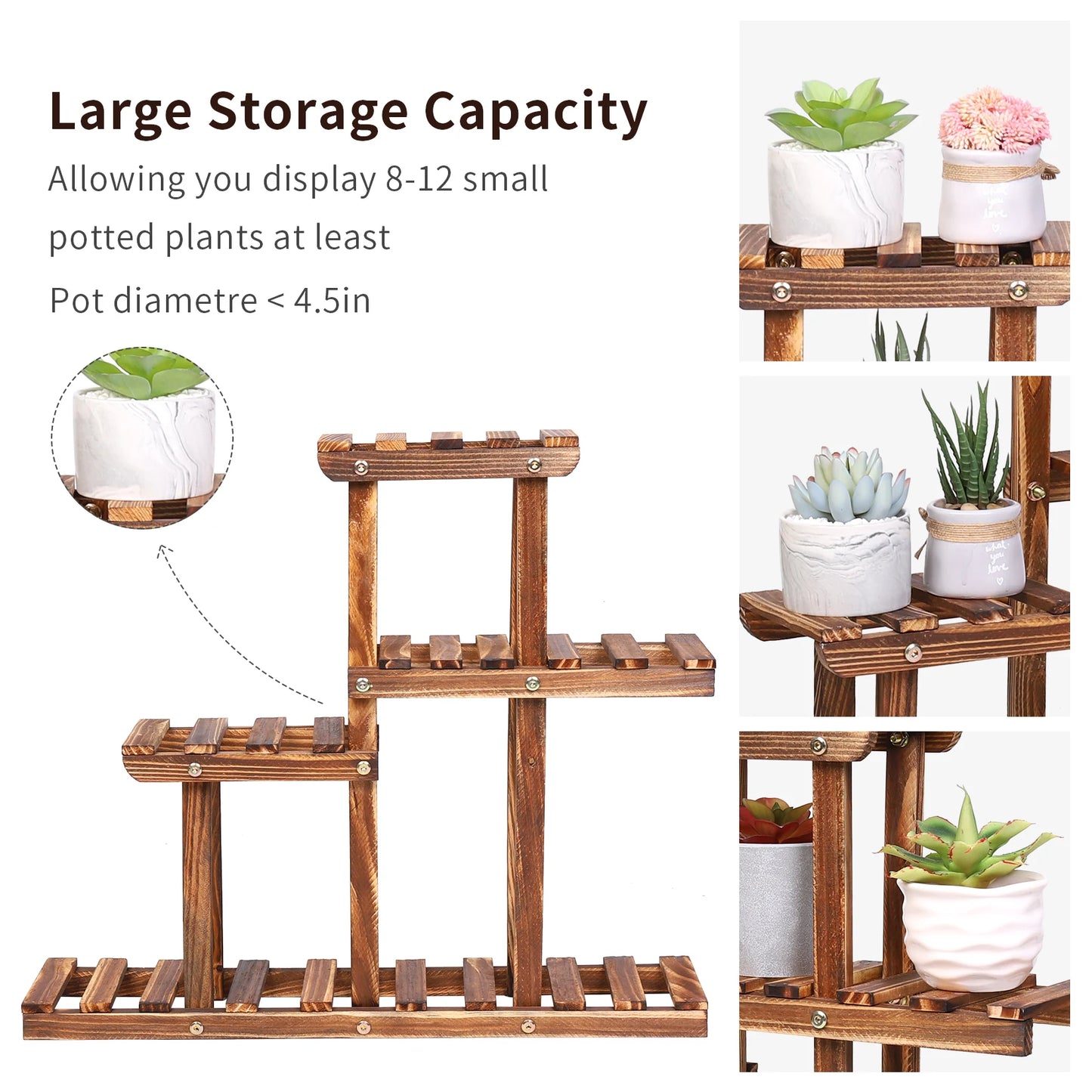 Carbonized wood plant stand