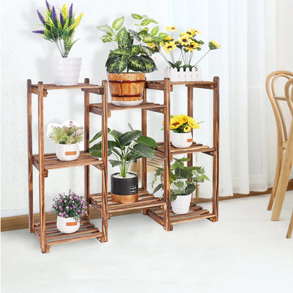 Wooden 8 tiers garden plant stand