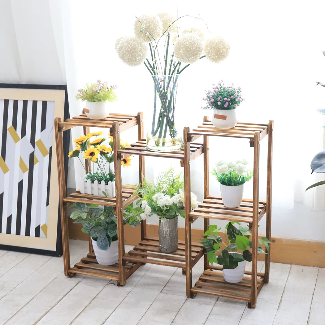 Wooden 8 tiers garden plant stand