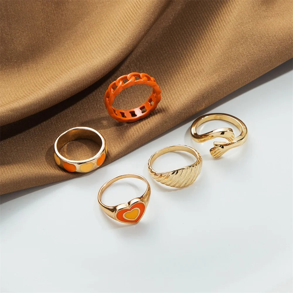 Vintage Green Embrace Rings Set
