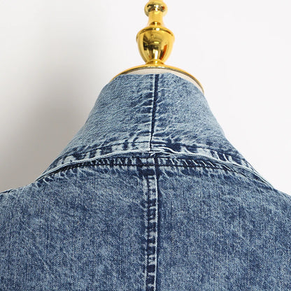Vintage denim windbreaker trench coat