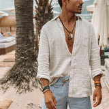 Casual Standing Collar Male Shirt